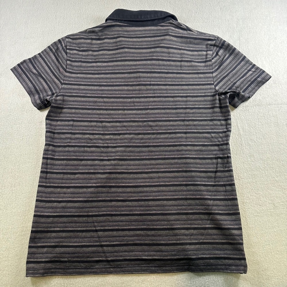 Apt 9 Mens Polo Shirt Medium Black Grey Striped Short Sleeve Cotton Blend Casual - Picture 6 of 6